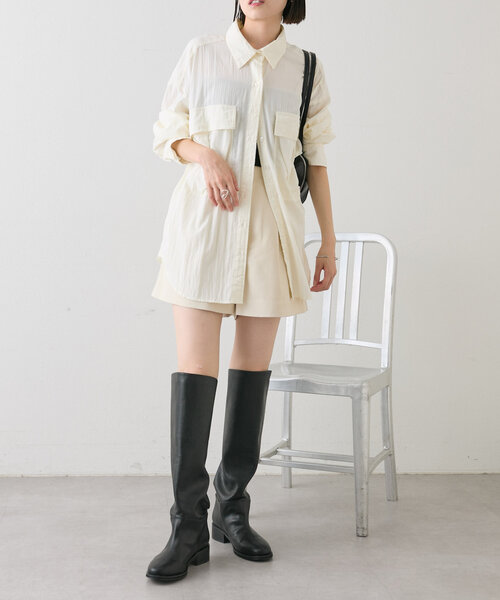 mystic（ミスティック）の「【高身長/低身長サイズあり】ハイウエストショートパンツ（その他パンツ・レディース・ブラック/アイボリー・2/1/0）」の6枚目の写真