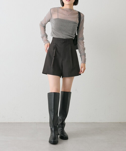 mystic（ミスティック）の「【高身長/低身長サイズあり】ハイウエストショートパンツ（その他パンツ・レディース・ブラック/アイボリー・2/1/0）」の11枚目の写真