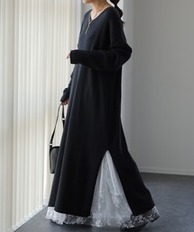 痩せ見えロングワンピ