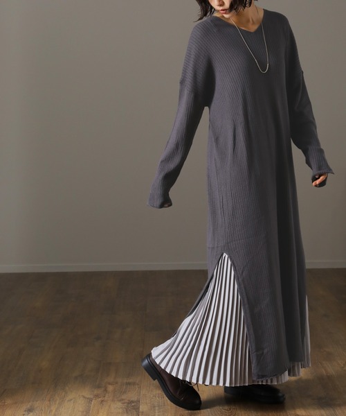 痩せ見えロングワンピ（ワンピース）｜HUG.U（ハグユー）の