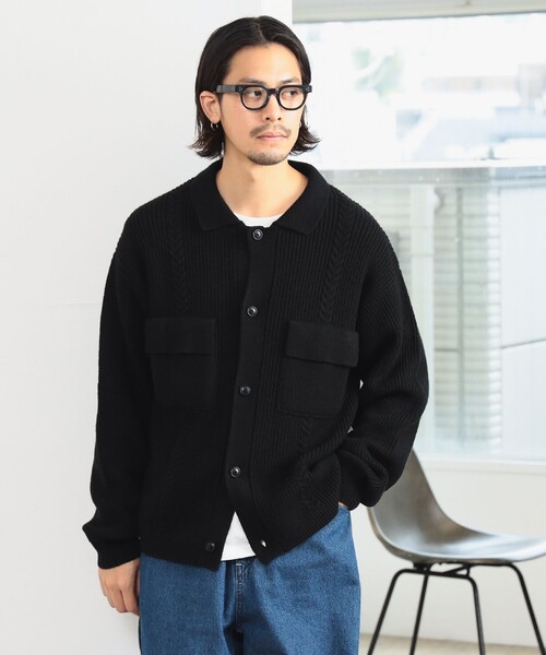 B:MING by BEAMS（ビーミングバイビームス）の「7ゲージ ケーブル ニット ジャケット（ニット/セーター・メンズ・ブラウン系その他3/ブラック・X-LARGE/LARGE/MEDIUM/SMALL）」の5枚目の写真