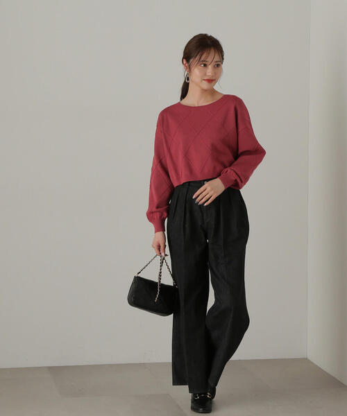 PROPORTION BODY DRESSING(プロポーションボディドレッシング)の「ダイヤ柄ショート丈ニット / 1214270910(ニット/セーター・レディース・ブルー/ベージュ/グレー/ピンク・MEDIUM/SMALL)」の13枚目の写真