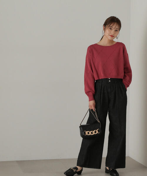 PROPORTION BODY DRESSING(プロポーションボディドレッシング)の「ダイヤ柄ショート丈ニット / 1214270910(ニット/セーター・レディース・ブルー/ベージュ/グレー/ピンク・MEDIUM/SMALL)」の14枚目の写真