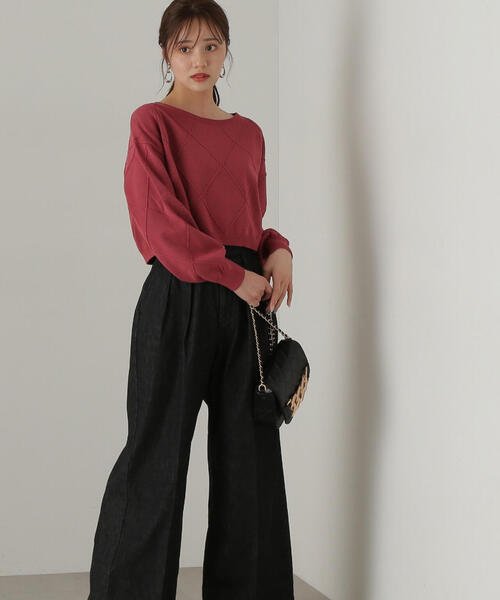 PROPORTION BODY DRESSING(プロポーションボディドレッシング)の「ダイヤ柄ショート丈ニット / 1214270910(ニット/セーター・レディース・ブルー/ベージュ/グレー/ピンク・MEDIUM/SMALL)」の16枚目の写真