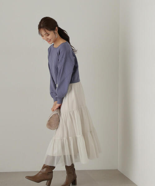 PROPORTION BODY DRESSING(プロポーションボディドレッシング)の「ダイヤ柄ショート丈ニット / 1214270910(ニット/セーター・レディース・ブルー/ベージュ/グレー/ピンク・MEDIUM/SMALL)」の20枚目の写真