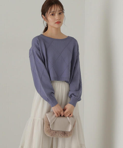 PROPORTION BODY DRESSING(プロポーションボディドレッシング)の「ダイヤ柄ショート丈ニット / 1214270910(ニット/セーター・レディース・ブルー/ベージュ/グレー/ピンク・MEDIUM/SMALL)」の21枚目の写真