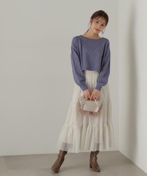 PROPORTION BODY DRESSING(プロポーションボディドレッシング)の「ダイヤ柄ショート丈ニット / 1214270910(ニット/セーター・レディース・ブルー/ベージュ/グレー/ピンク・MEDIUM/SMALL)」の22枚目の写真