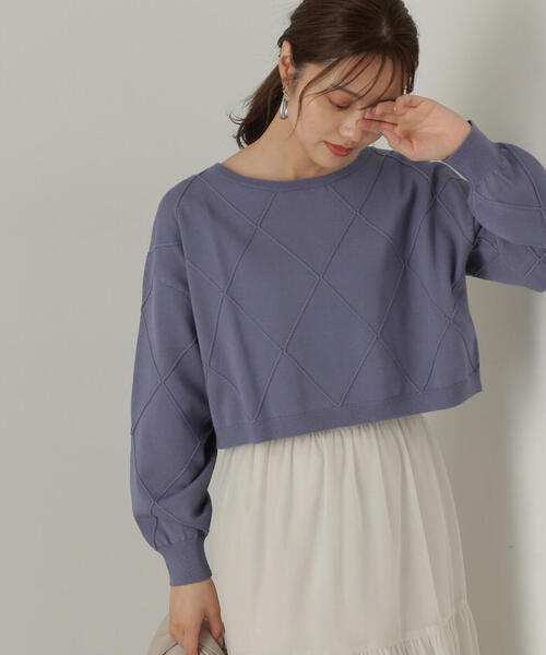 PROPORTION BODY DRESSING(プロポーションボディドレッシング)の「ダイヤ柄ショート丈ニット / 1214270910(ニット/セーター・レディース・ブルー/ベージュ/グレー/ピンク・MEDIUM/SMALL)」の6枚目の写真