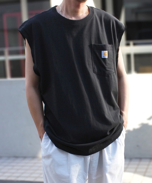 Carhartt(カーハート)の「【carhartt】カーハート Workwear cutoff sleeveless カットオフ ノースリーブ タンクトップ ロゴ トップス K87CO(タンクトップ・メンズ・ホワイト/ベージュ/ダークブルー/ネイビー/ヘザーグレー/チャコールグレー/ダークオリーブ/ブラック/グリーン系その他・XL/L/M/S)」の3枚目の写真