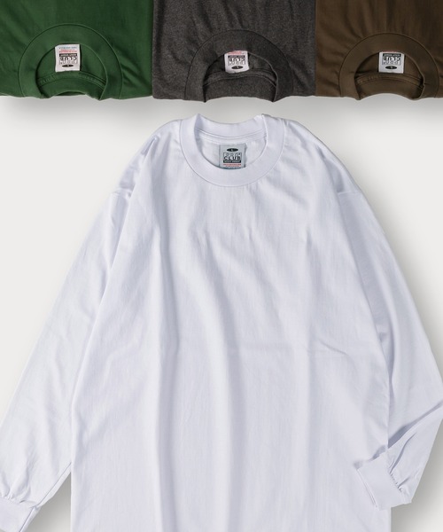 PRO CLUB (プロクラブ)の「【86】【PROCLUB/プロクラブ】6.5OZ ヘビーウェイト ロングスリーブTシャツ(Tシャツ/カットソー・メンズ・チャコールグレー/ブラック/ブラウン/ホワイト/グリーン/ホワイト系/ブラウン系/グレー系/ベージュ系/ブラック系・M/L/XL/S)」の2枚目の写真