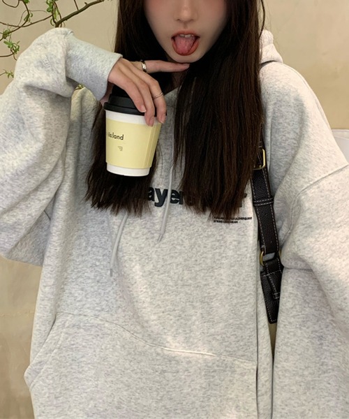 MEMECLE（メメクル）の「【 MEMECLE / メメクル 】ロゴプリント スウェット パーカー（パーカー・レディース・オートミール/ネイビー/ブラック/ホワイト・M/L）」の17枚目の写真