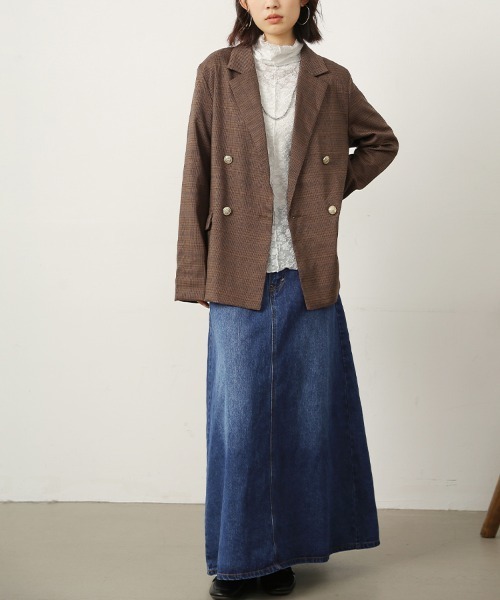 Doux Belle(ドゥーベル)の「Aラインデニムロングスカート(スカート・レディース・ブルー/ワンウォッシュ/ネイビー・SMALL/MEDIUM/LARGE/X-LARGE)」の7枚目の写真