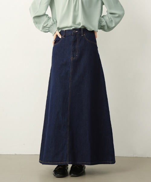 Doux Belle(ドゥーベル)の「Aラインデニムロングスカート(スカート・レディース・ブルー/ワンウォッシュ/ネイビー・SMALL/MEDIUM/LARGE/X-LARGE)」の15枚目の写真