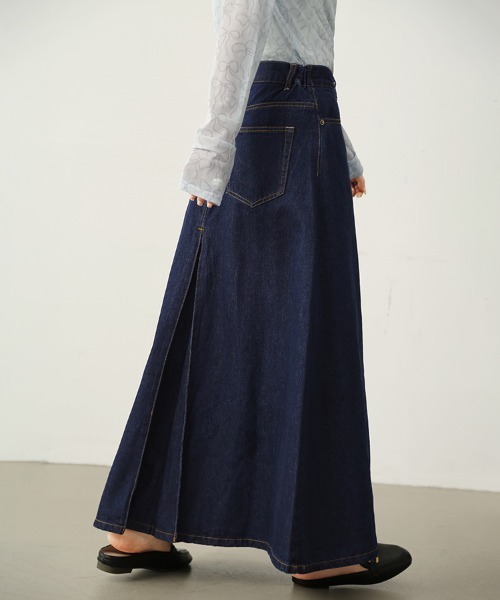 Doux Belle(ドゥーベル)の「Aラインデニムロングスカート(スカート・レディース・ブルー/ワンウォッシュ/ネイビー・SMALL/MEDIUM/LARGE/X-LARGE)」の16枚目の写真