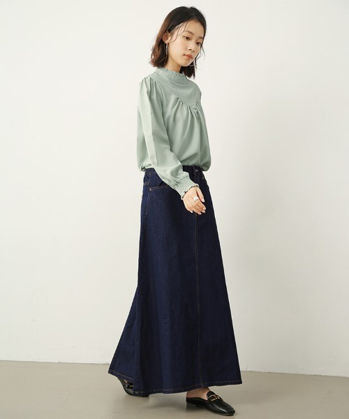 Doux Belle(ドゥーベル)の「Aラインデニムロングスカート(スカート・レディース・ブルー/ワンウォッシュ/ネイビー・SMALL/MEDIUM/LARGE/X-LARGE)」の18枚目の写真