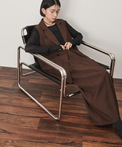 Shelly island（シェリーアイランド）の「バックデザインテーラードベスト（ベスト・レディース・ブラック/ブラウン・FREE）」の11枚目の写真