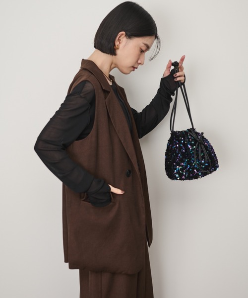 Shelly island（シェリーアイランド）の「バックデザインテーラードベスト（ベスト・レディース・ブラック/ブラウン・FREE）」の12枚目の写真