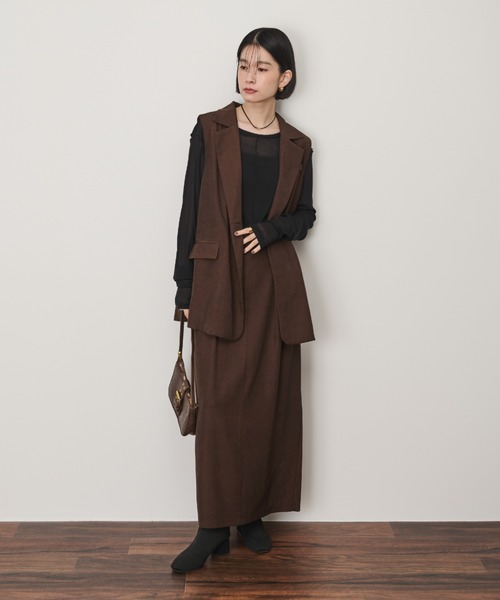 Shelly island（シェリーアイランド）の「バックデザインテーラードベスト（ベスト・レディース・ブラック/ブラウン・FREE）」の14枚目の写真