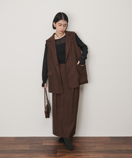 Shelly island（シェリーアイランド）の「バックデザインテーラードベスト（ベスト・レディース・ブラック/ブラウン・FREE）」の15枚目の写真