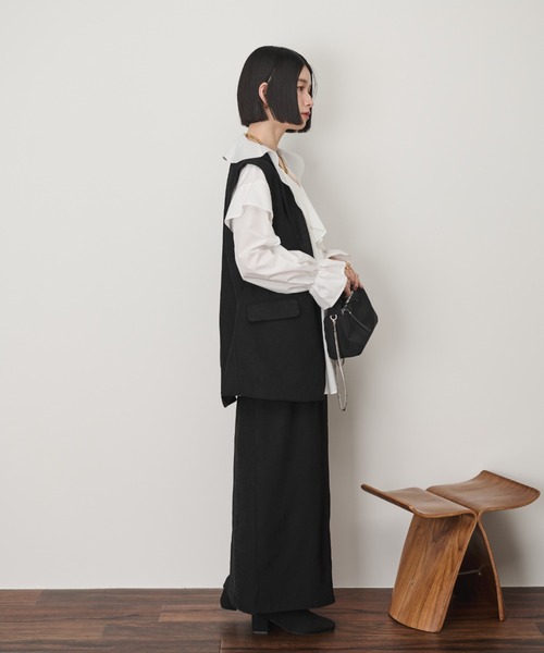 Shelly island（シェリーアイランド）の「バックデザインテーラードベスト（ベスト・レディース・ブラック/ブラウン・FREE）」の10枚目の写真