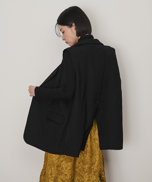 Shelly island（シェリーアイランド）の「バックデザインテーラードベスト（ベスト・レディース・ブラック/ブラウン・FREE）」の4枚目の写真