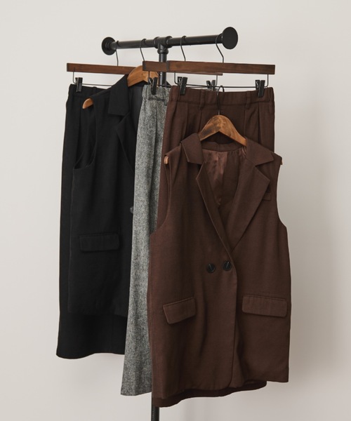 Shelly island（シェリーアイランド）の「バックデザインテーラードベスト（ベスト・レディース・ブラック/ブラウン・FREE）」の19枚目の写真