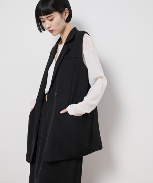 riendaテーラードベスト　ブラウンMサイズ GU公式 | オーバーサイズテーラードベスト