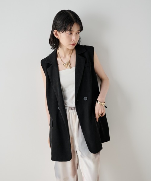 riendaテーラードベスト ブラウンMサイズ rienda テーラードベスト BRN