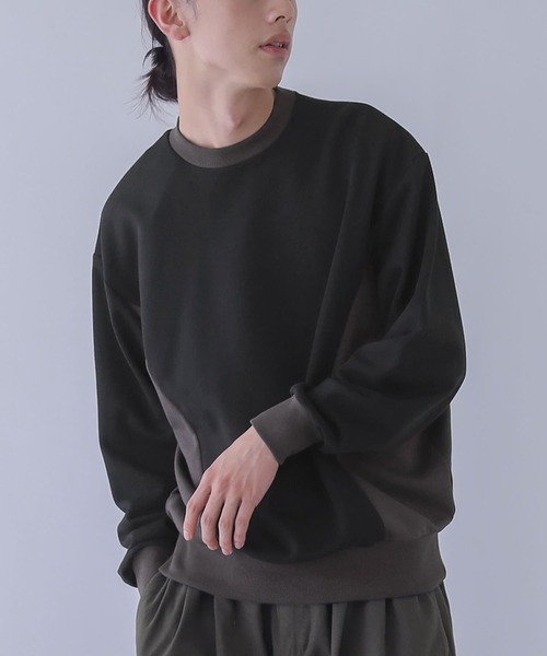 n'OrLABEL（ノアールレーベル）の「配色裏毛スウェット（スウェット・メンズ・ブラック/グレイッシュブルー・M/L）」の2枚目の写真