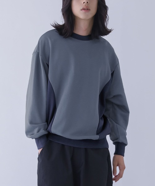 n'OrLABEL（ノアールレーベル）の「配色裏毛スウェット（スウェット・メンズ・ブラック/グレイッシュブルー・M/L）」の3枚目の写真