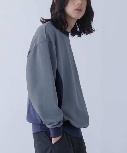 n'OrLABEL（ノアールレーベル）の「配色裏毛スウェット（スウェット・メンズ・ブラック/グレイッシュブルー・M/L）」の4枚目の写真