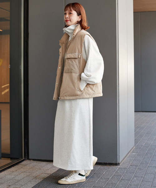 B.C STOCK(ベーセーストック)の「テリー裏毛ハーフジップロングワンピース(ワンピース・レディース・ブラック/グレー/アイボリー・FREE)」の2枚目の写真