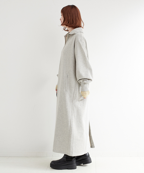 B.C STOCK(ベーセーストック)の「テリー裏毛ハーフジップロングワンピース(ワンピース・レディース・ブラック/グレー/アイボリー・FREE)」の18枚目の写真