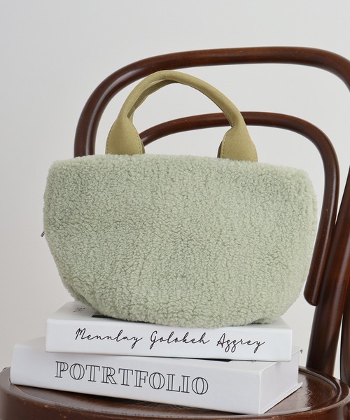 ROOTOTE(ルートート)の「ROOTOTE フェイクシアリングミニトート(トートバッグ・レディース・オフホワイト/グリーン系その他/ブラウン/グレー・FREE)」の4枚目の写真