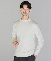 12Gウール混カシミヤタッチクルーネックニット