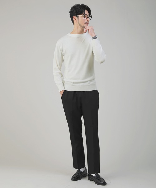 SPU(スプ)の「12Gウール混カシミヤタッチクルーネックニット(ニット/セーター・メンズ・ホワイト/チャコール/ブラック・M/L/XL)」の5枚目の写真