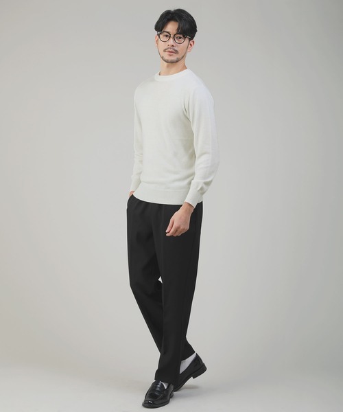 SPU(スプ)の「12Gウール混カシミヤタッチクルーネックニット(ニット/セーター・メンズ・ホワイト/チャコール/ブラック・M/L/XL)」の6枚目の写真