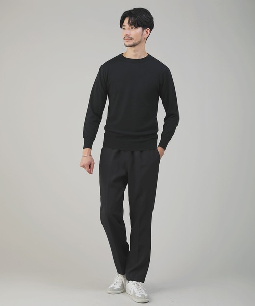 SPU(スプ)の「12Gウール混カシミヤタッチクルーネックニット(ニット/セーター・メンズ・ホワイト/チャコール/ブラック・M/L/XL)」の10枚目の写真