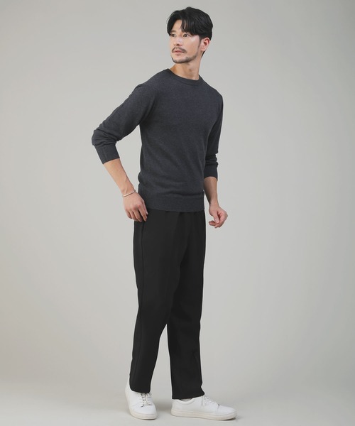 SPU(スプ)の「12Gウール混カシミヤタッチクルーネックニット(ニット/セーター・メンズ・ホワイト/チャコール/ブラック・M/L/XL)」の13枚目の写真