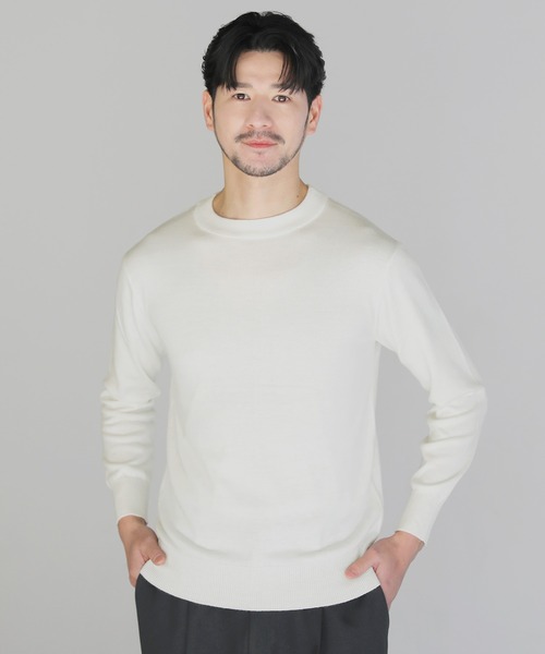 SPU(スプ)の「12Gウール混カシミヤタッチクルーネックニット(ニット/セーター・メンズ・ホワイト/チャコール/ブラック・M/L/XL)」の22枚目の写真