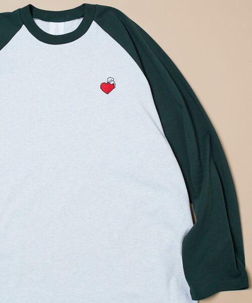 セール】tombonia/トムボニア 別注 ハート刺繍 クルーネック ラグラン