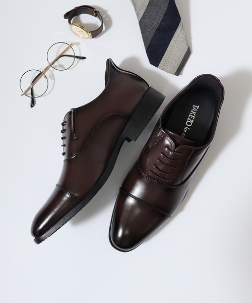 セール】TAKEZO 手を使わずに履ける ビジネスシューズ プレーントゥ