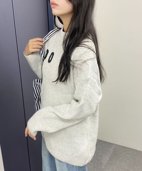 mebole(メボレ)の「プルオーバーゆったりニット(ニット/セーター・レディース・グレー/アイボリー・FREE)」の8枚目の写真