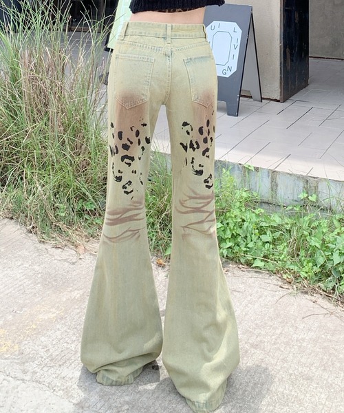 ホットセール セール】ヒョウ柄 デニムパンツ（デニムパンツ）｜GEMEDA 帽子