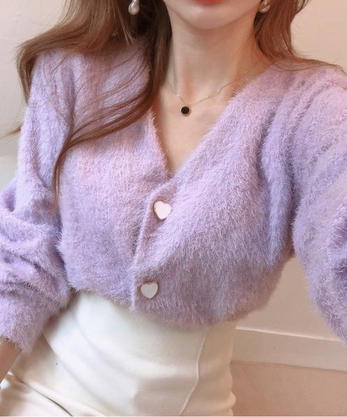 【セール】フェザーハートボタンカーディガン（カーディガン/ボレロ）｜Nyu（ニュウ）