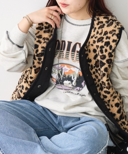 continuer de NICE CLAUP(コンティニューデナイスクラップ)の「マウンテンプリントスウェット(スウェット・レディース・ブラウン/オートミール/スミクロ・FREE)」の3枚目の写真