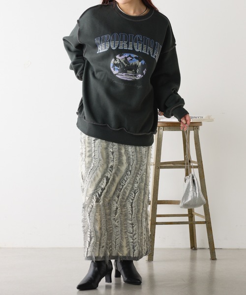 continuer de NICE CLAUP(コンティニューデナイスクラップ)の「マウンテンプリントスウェット(スウェット・レディース・ブラウン/オートミール/スミクロ・FREE)」の12枚目の写真