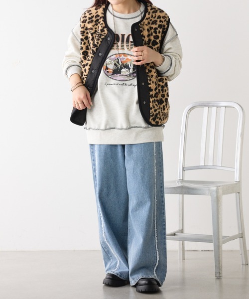 continuer de NICE CLAUP(コンティニューデナイスクラップ)の「マウンテンプリントスウェット(スウェット・レディース・ブラウン/オートミール/スミクロ・FREE)」の15枚目の写真