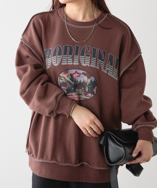 continuer de NICE CLAUP(コンティニューデナイスクラップ)の「マウンテンプリントスウェット(スウェット・レディース・ブラウン/オートミール/スミクロ・FREE)」の19枚目の写真