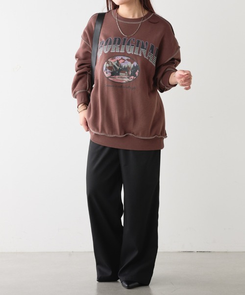 continuer de NICE CLAUP(コンティニューデナイスクラップ)の「マウンテンプリントスウェット(スウェット・レディース・ブラウン/オートミール/スミクロ・FREE)」の22枚目の写真